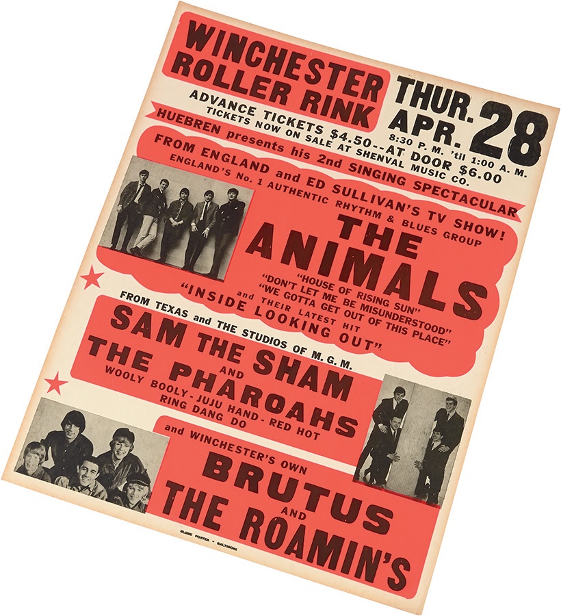 Rock 'N' Roll - 1966 The Animals with Sam The Sham Concert Poster