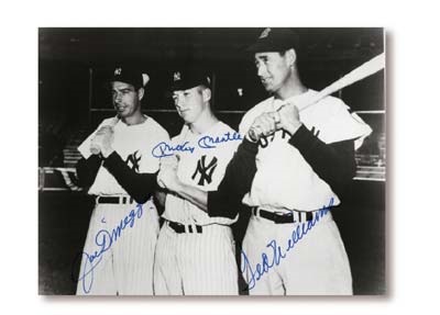Sports Autographs - DiMaggio, Mantle & Williams Signed Photograph