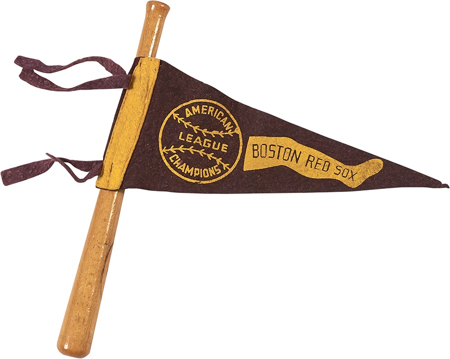 - 1946 Boston Red Sox American League Champions Pennant & "Hopeful" Bat