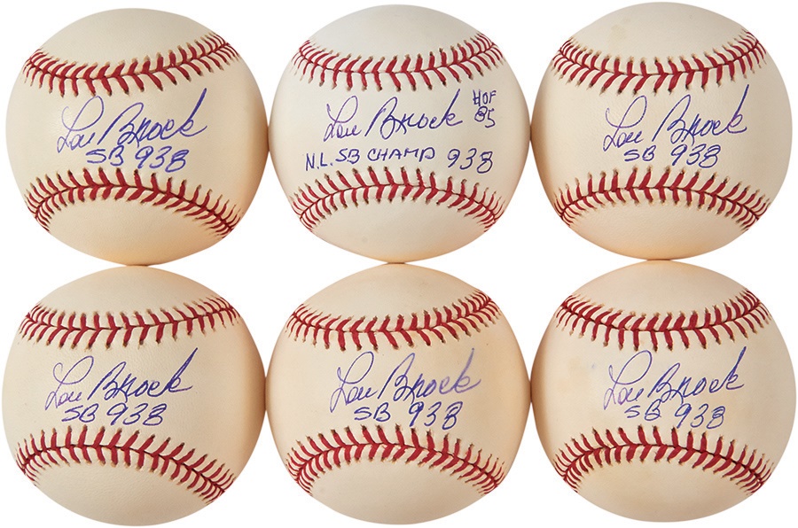 - Lou Brock Single Signed "SB 938" Baseballs (46)