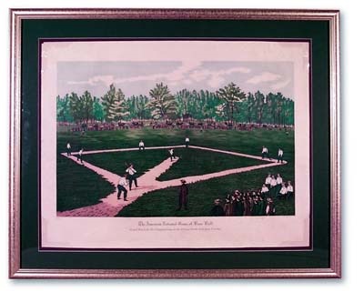 Sports Autographs - Turn of the Century Elysian Fields Baseball Aquatint Print