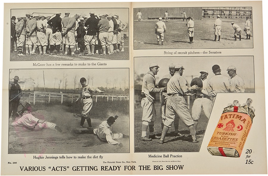 1915-16 Fatima Baseball Posters - 1916 Ty Cobb Fatima Cigarettes Advertising Poster