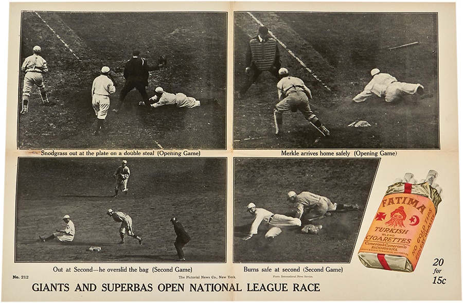 1915-16 Fatima Baseball Posters - 1916 Giants & Superbas Open National League Race Fatima Cigarette Poster