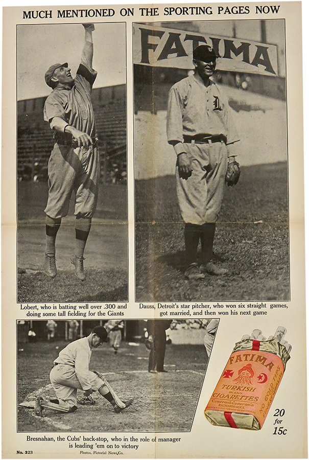 1915-16 Fatima Baseball Posters - 1916 Roger Bresnahan Fatima Cigarettes Poster