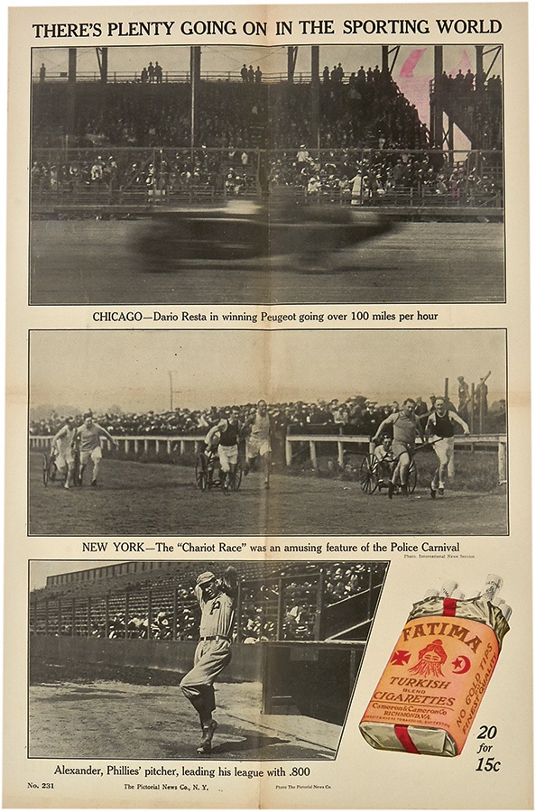 1915-16 Fatima Baseball Posters - 1916 Grover Cleveland Alexander Fatima Cigarettes Poster