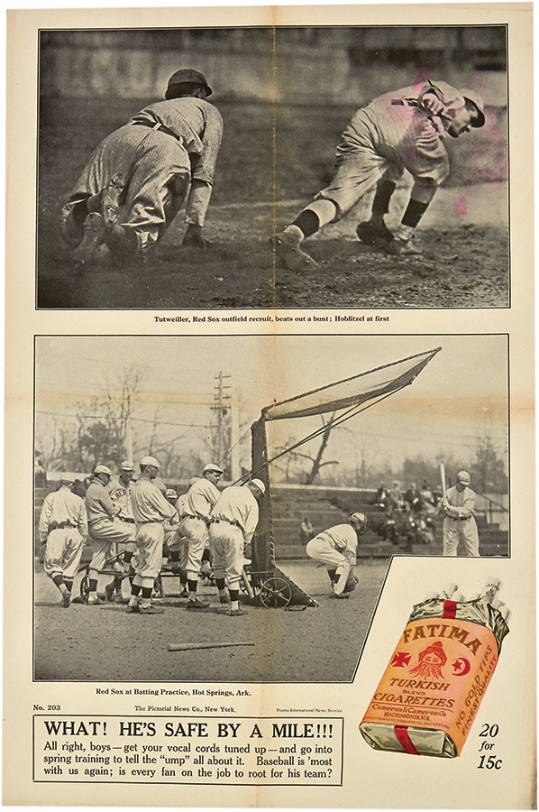 1915-16 Fatima Baseball Posters - 1916 Babe Ruth Fatima Advertising Poster