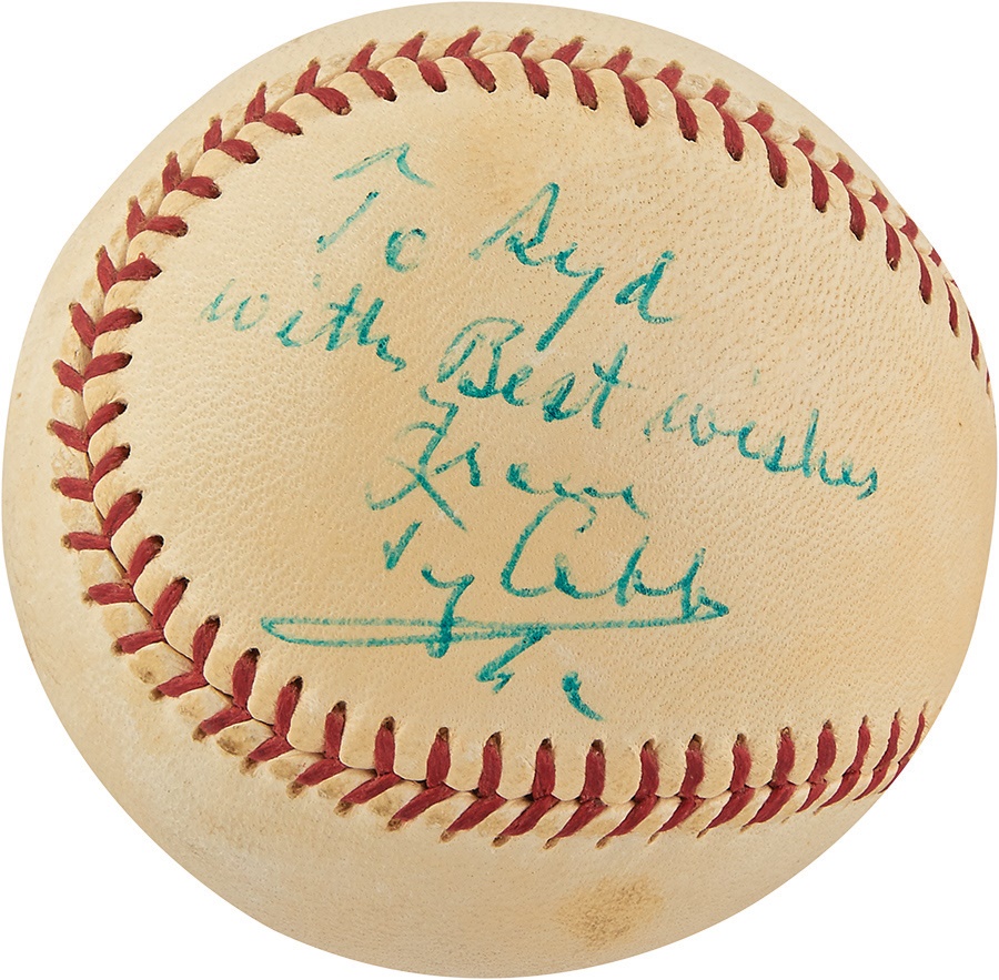 The Joe L Brown Signed Baseball Collection - Ty Cobb Single Signed Baseball
