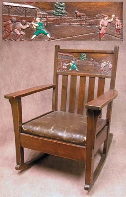 19th Century Baseball - Turn of the Century Baseball Mission Oak Rocking Chair