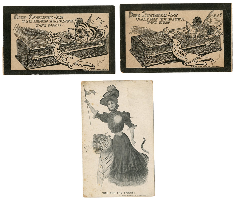 - 1907 Tigers and Cubs World Series Postcards (3)