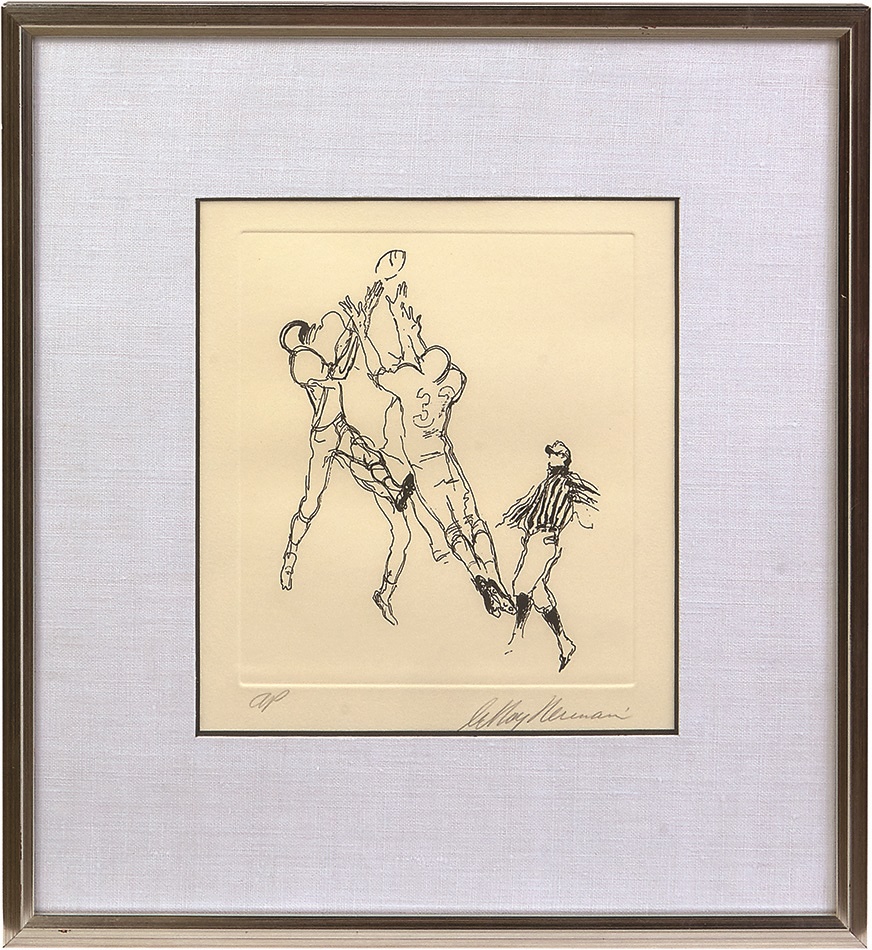 - LeRoy Neiman Signed Football Etching
