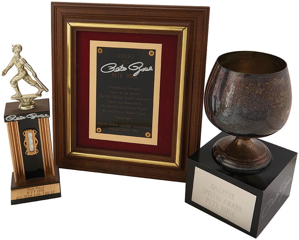 Pete Rose Awards Collection of Three