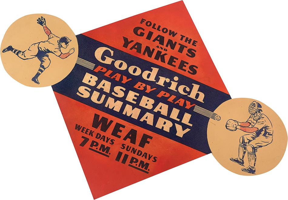 - 1934 Giants/Yankees Goodrich WEAF Radio Broadcast Store Display Sign