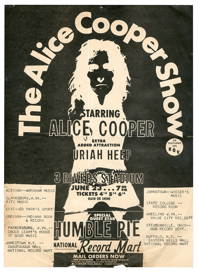 - 1972 The Alice Cooper Show Concert Poster with Uriah Heep & Humble Pie
