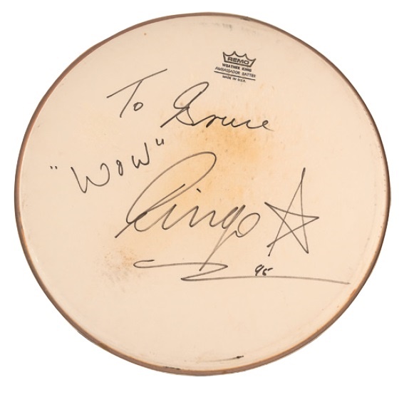 - 1995 Ringo Starr Signed Drum Head