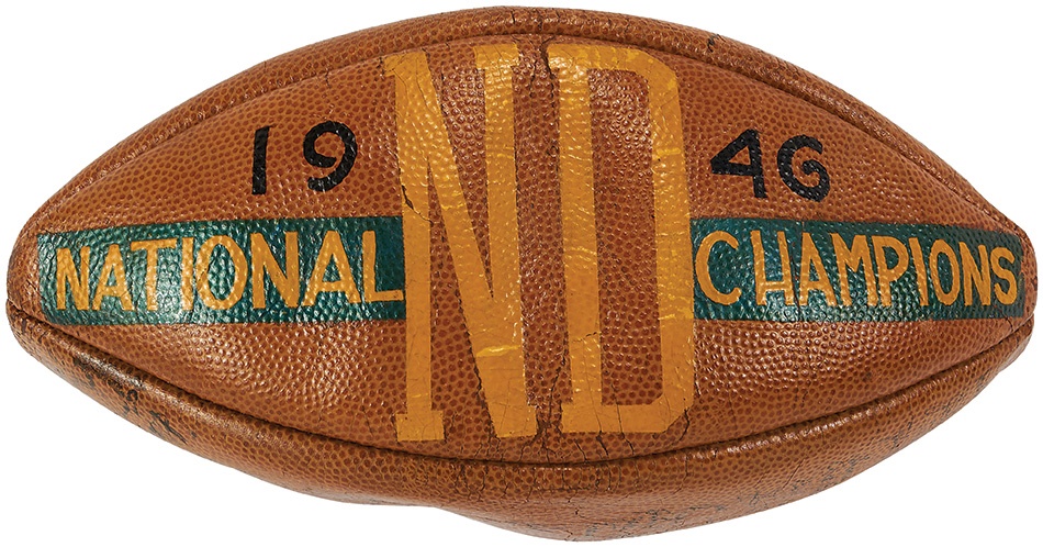 - 1946 Notre Dame National Champion Autographed Trophy Football