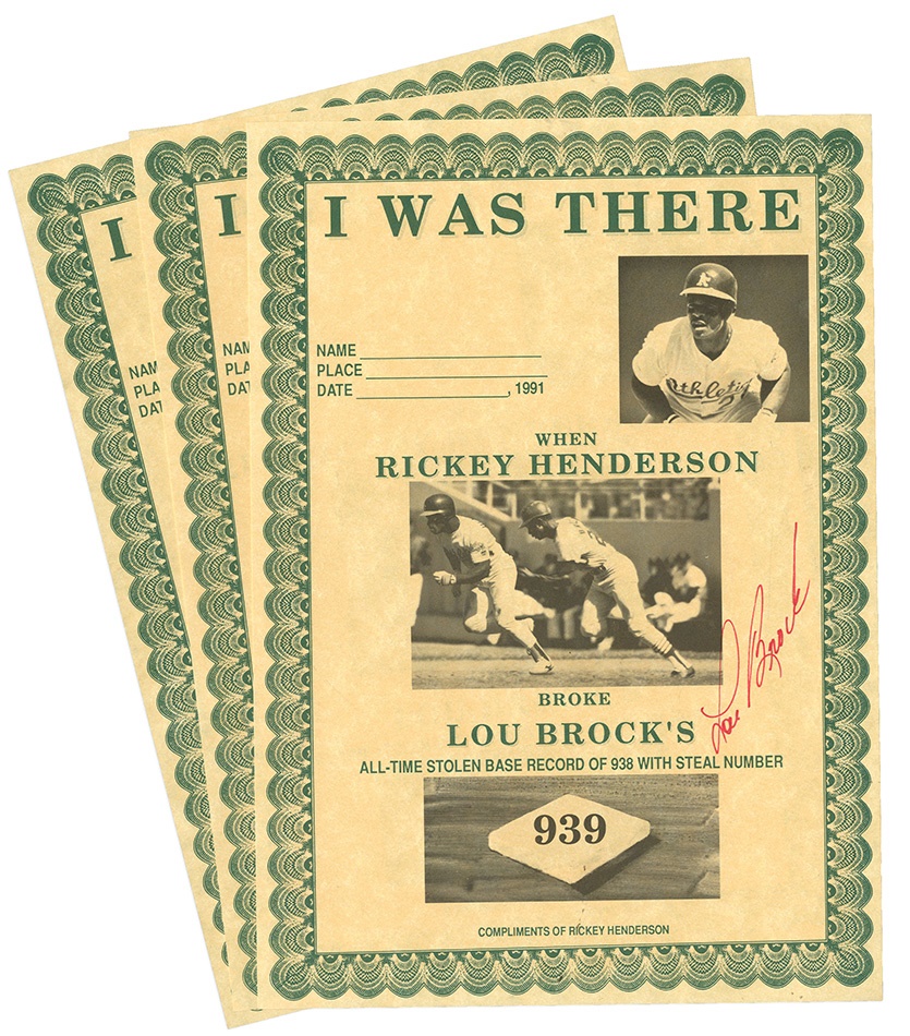 - Large Group of Lou Brock Signed Stolen Base Certificates (170+)