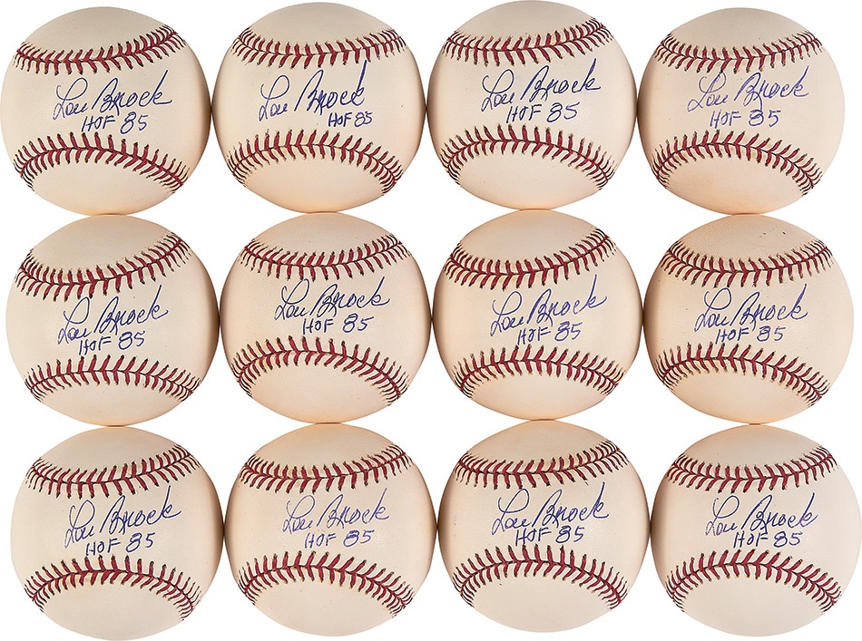 - Lou Brock Single Signed Baseball with "HOF 85" Notation (96)