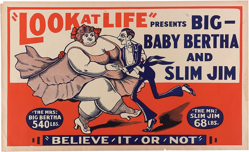 - 1939 Ripley's "Believe It Or Not" Big Baby Bertha & Slim Jim Poster