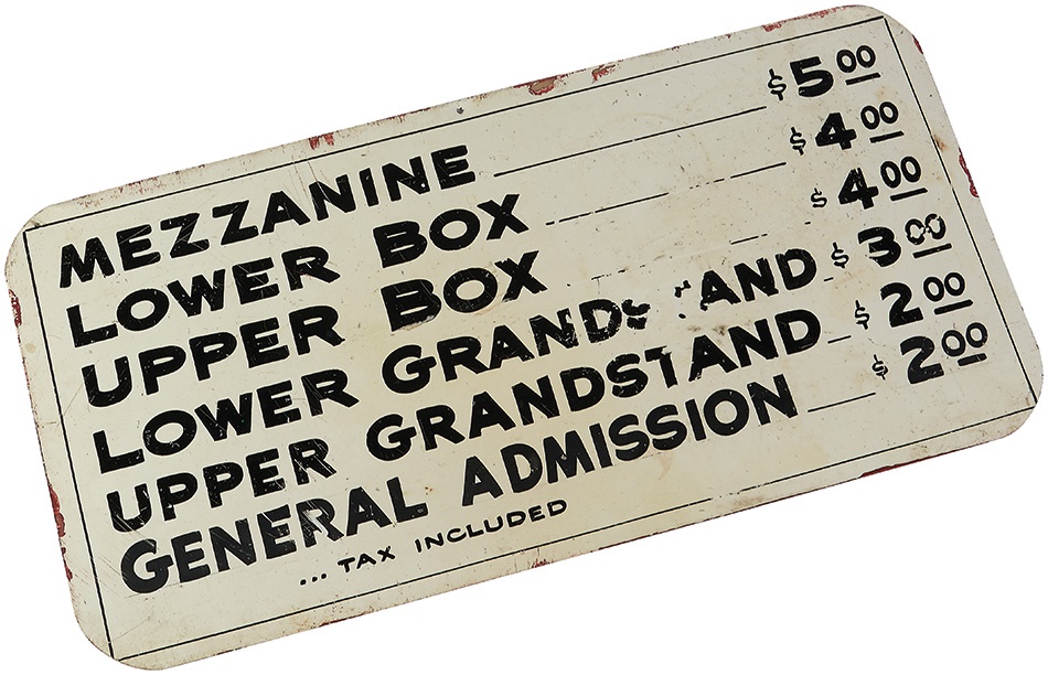 Stadium Artifacts - 1953 Milwaukee County Stadium Ticket Sign