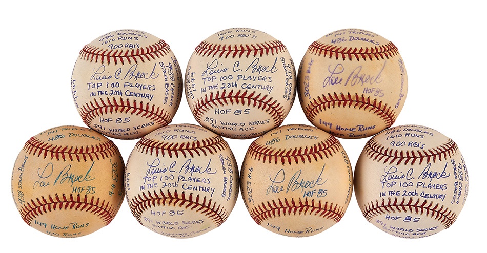 The Lou Brock Collection - Lou Brock Signed Statistics Baseballs (7)