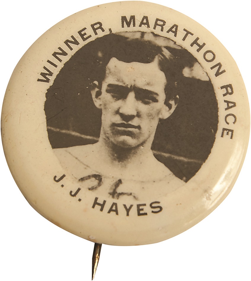 - Rare Johnny Hayes 1908 Olympics Celluloid Pin