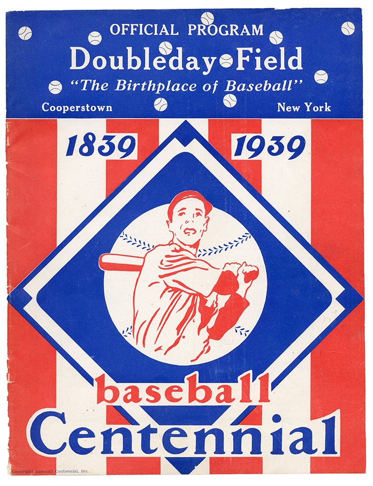 Tickets, Publications & Pins - 1939 Centennial Baseball Program (Wagner's vs. Collins')