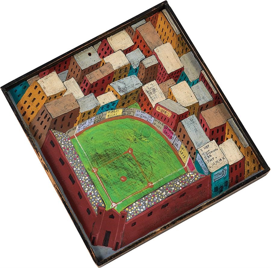 - 1930s WPA-Style "High Rise Baseball" Painting & Game Board