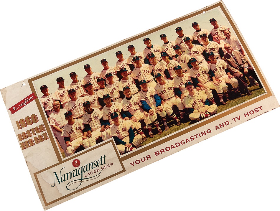 - 1960 Boston Red Sox & Ted Williams Narraganset Beer Advertising Sign