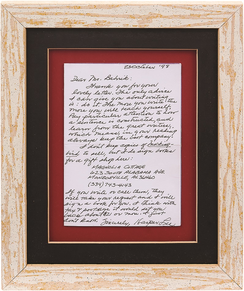 - Harper Lee Handwritten Letter With "To Kill A Mockingbird" Content