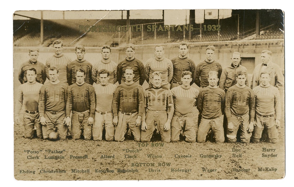 - 1932 Portsmouth Spartans Real Photo Postcard