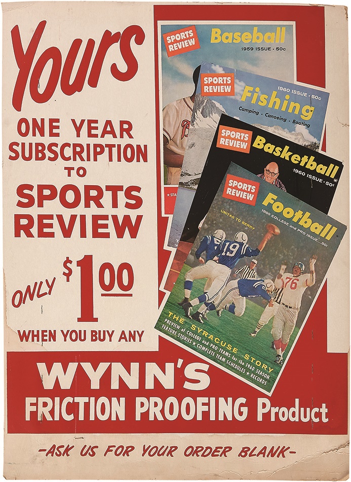 - Johnny Unitas 1960 Sports Review Advertising Sign