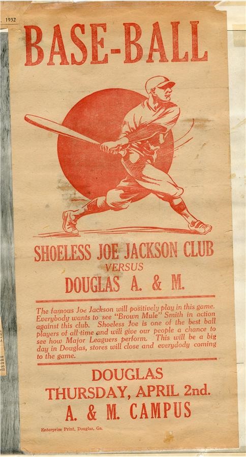 - 1925 "Shoeless Joe Jackson Club" Broadside