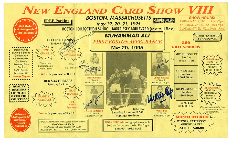 - 1995 Muhammad Ali "First Boston Appearance" Signed Flyer