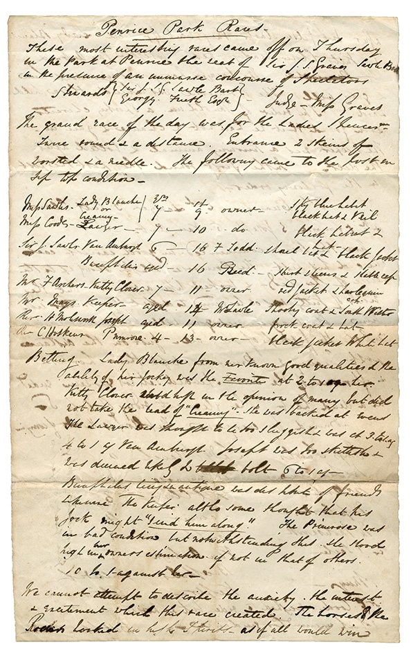 Horse Racing - 1860 "Dead Heat" Manuscript