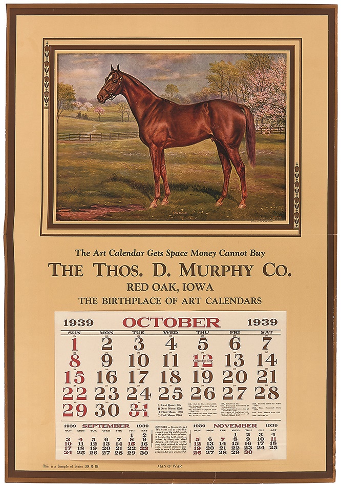 1939 Man o' War Calendar