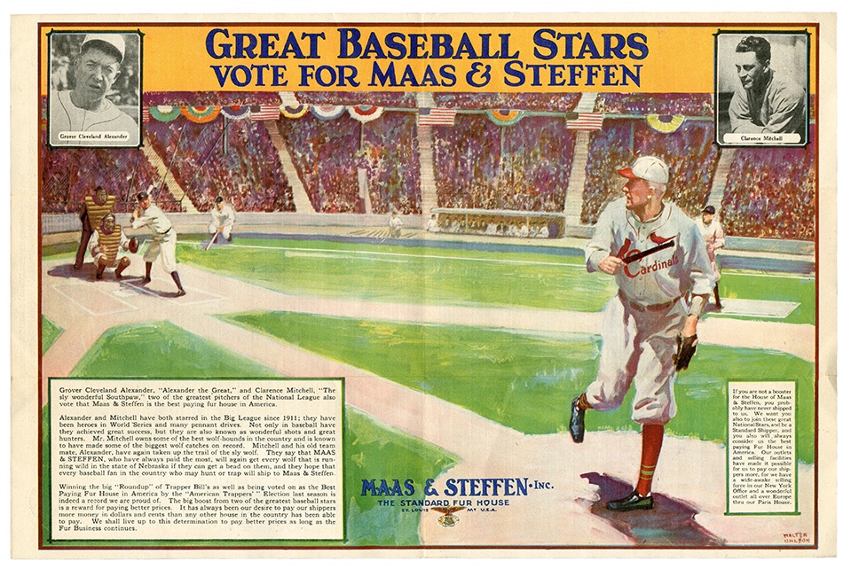 - 1929 Grover Cleveland Alexander Advertising Poster for Maas-Steffen