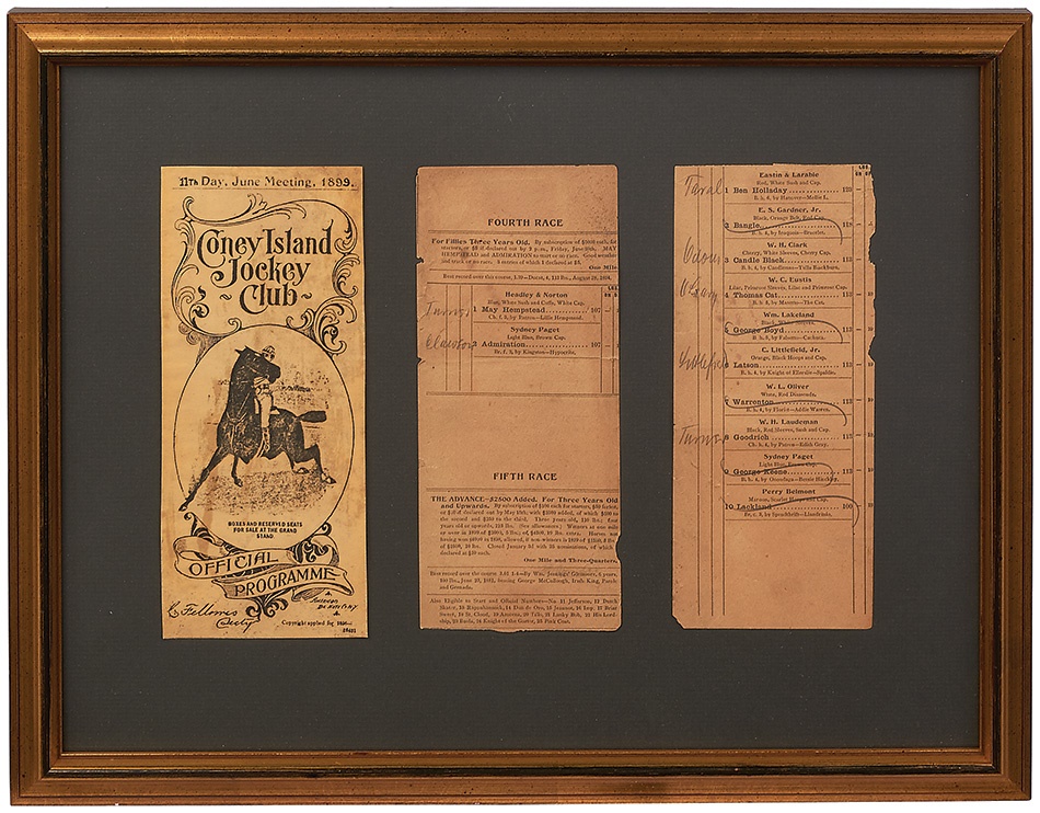 1899 Coney Island Jockey Club Framed Program