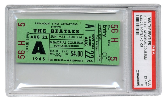 - High Grade 1965 The Beatles Portland "Bible" Unused Ticket