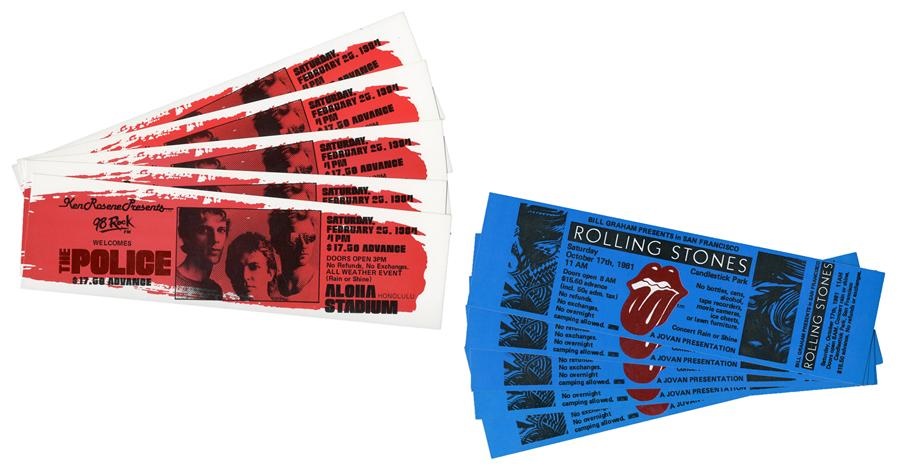 The Otto Ticket and Backstage Passes - 1981 Rolling Stones & 1984 The Police Unused Concert Tickets (118)