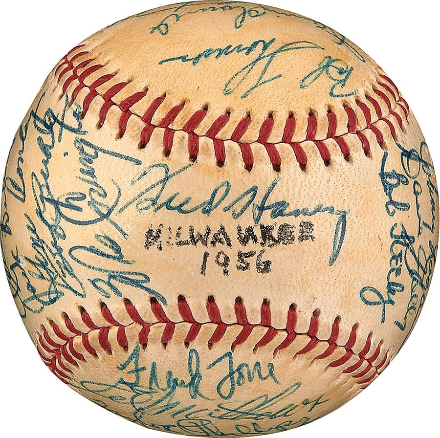 The Joe L Brown Signed Baseball Collection - 1956 Milwaukee Braves Team Signed Baseball