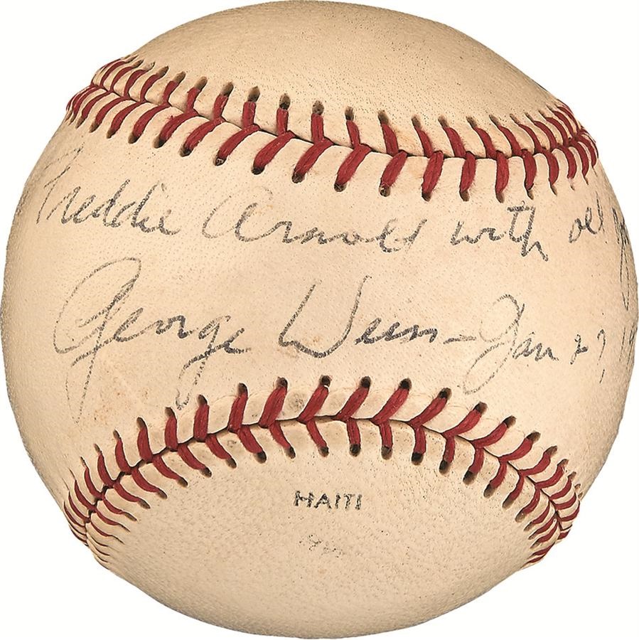 The Joe L Brown Signed Baseball Collection - George Weiss Single Signed Baseball