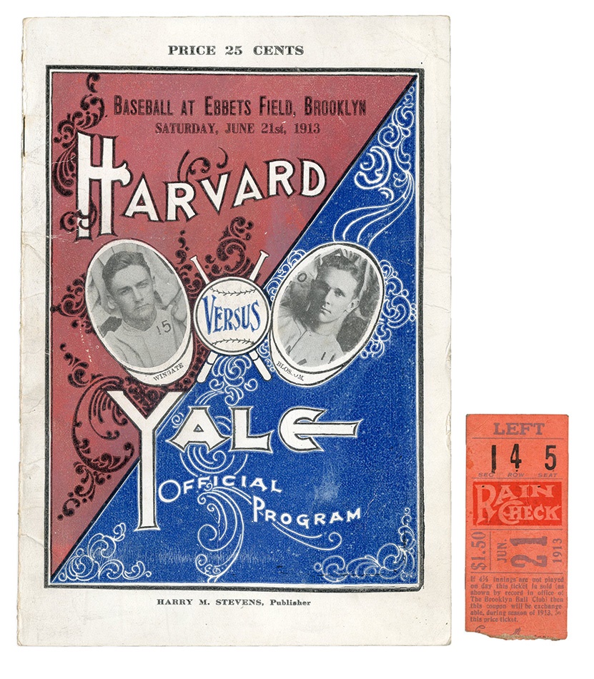 Tickets, Publications & Pins - 1913 First Year Ebbets Field Baseball Program & Ticket