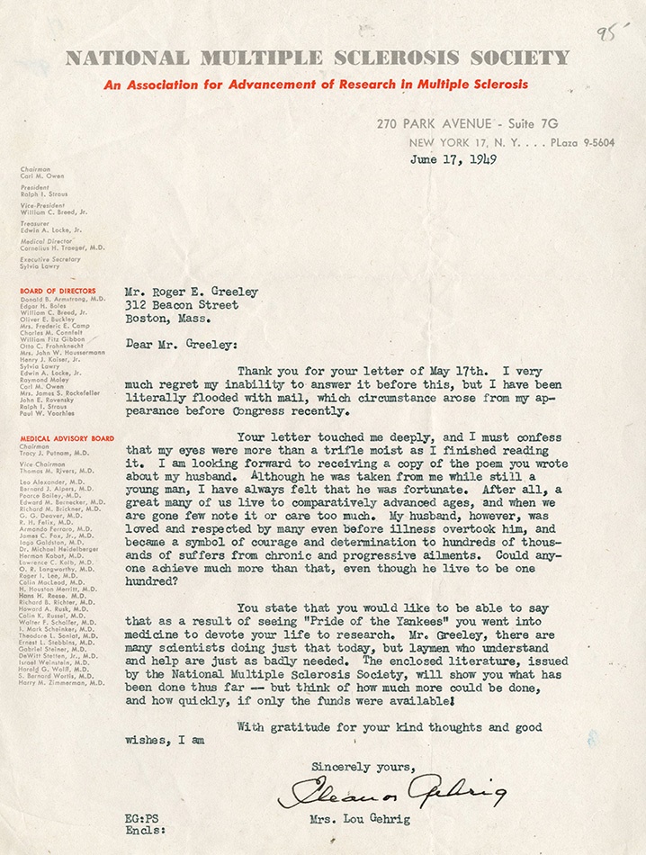 - Three Lou Gehrig Related Letters