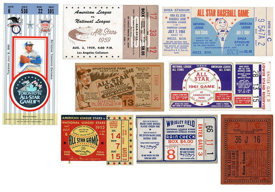 Tickets, Publications & Pins - High Grade All Star Game Ticket Stub Collection (7)