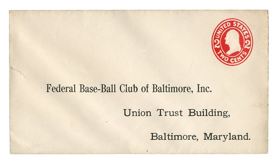 - High Grade 1914-15 Baltimore Terrapins Federal League Postal Envelope
