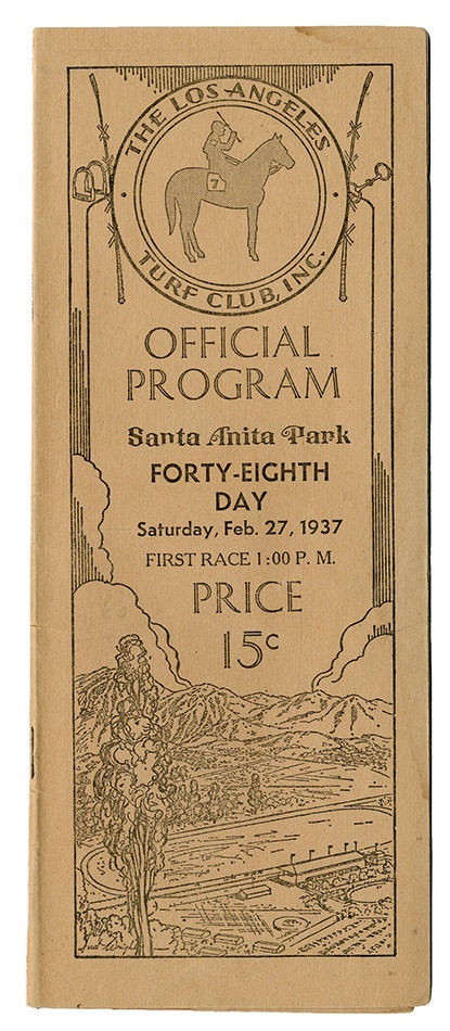 Horse Racing - Seabiscuit 1937 Santa Anita Program