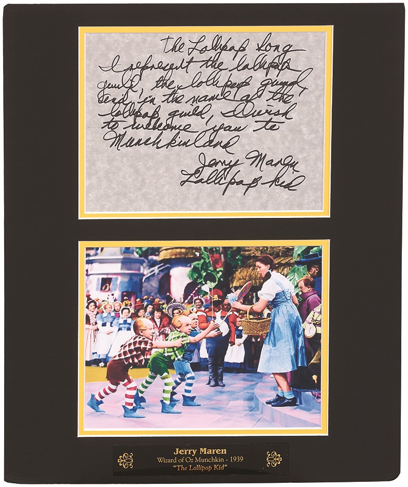 - Wizard of Oz "Lollipop Kid" Handwritten Lyrics