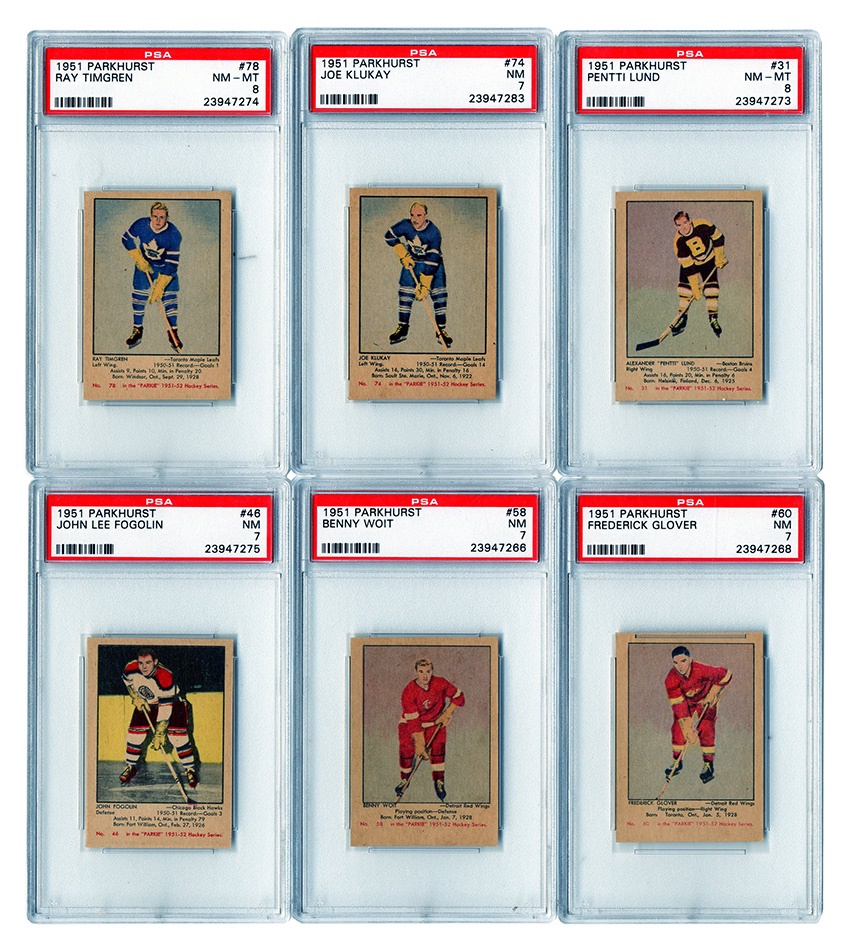 - High Grade 1951 & 1952 Parkhurst Hockey Cards with PSA 8s (34)
