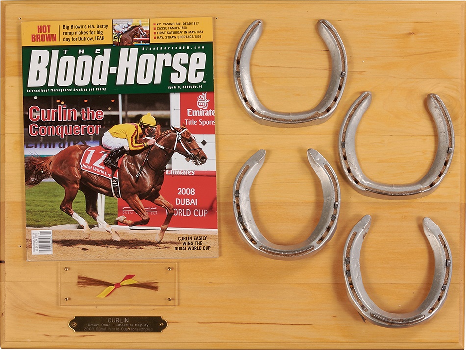 Horse Racing - Curlin Complete Set of Winning Horseshoes from Dubai World Cup