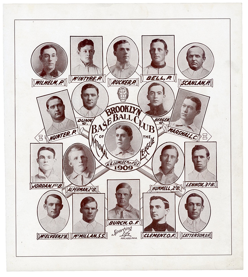 - W601 Sporting Life 1909 Brooklyn Dodgers (ex- Sal LaRocca)